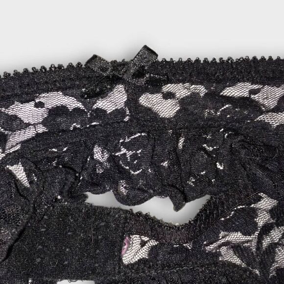 Garter Belt Women Black Lace Four Clips Stretchy Floral Sexy Intimates Stockings - Picture 3 of 6